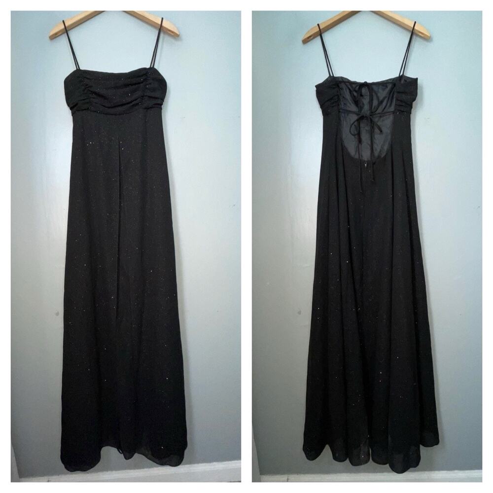 Onyx Nite Formal Dress Size 8 Babydoll Black Metallic Prom Fairy Y2K Whimsigoth